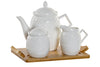 Set de 5 tetera de porcelana/bambú blanco